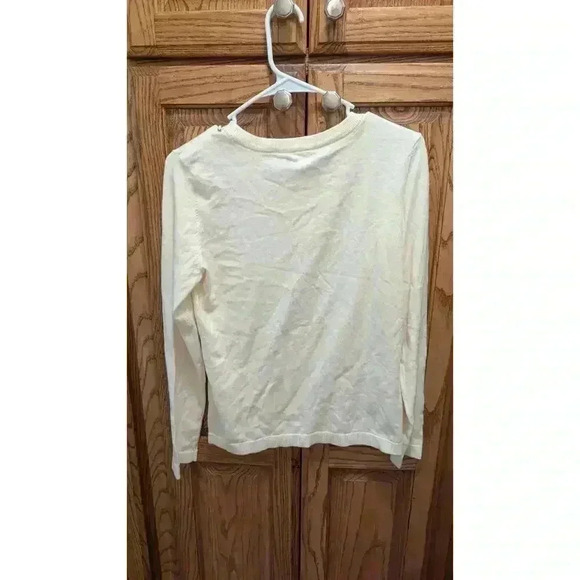 Women's cream sweater w/ pretty beaded bow detail by Charter Club Petite size PM - Picture 4 of 6